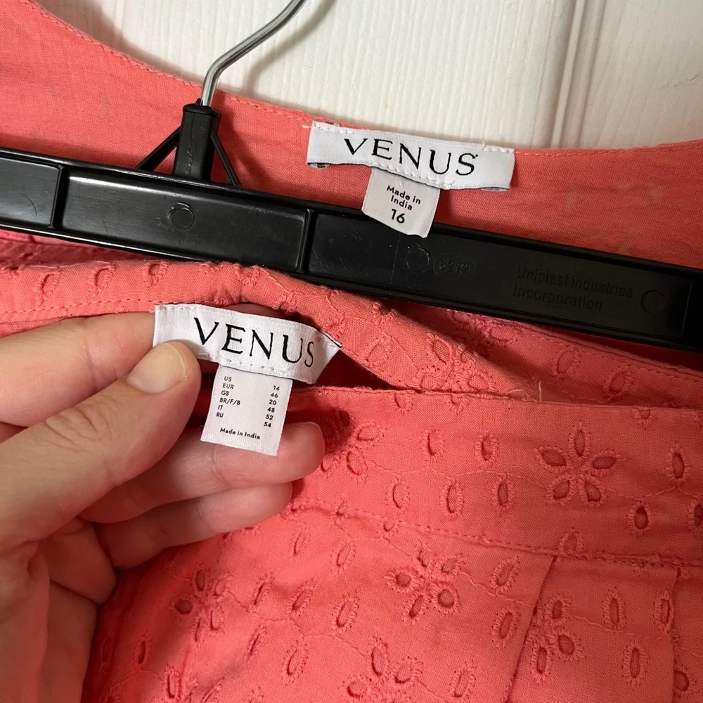 Venus 2 Piece Set Pink Salmon Eyelet Maxi Top (sz 16) & Matching bottoms (sz 14)